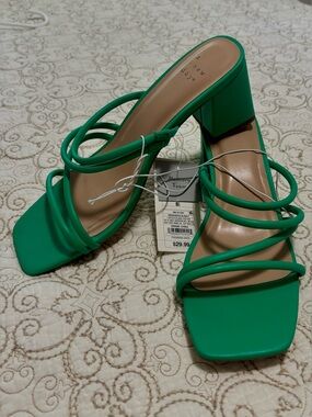 a new day Green Strappy Block Heel Sandals